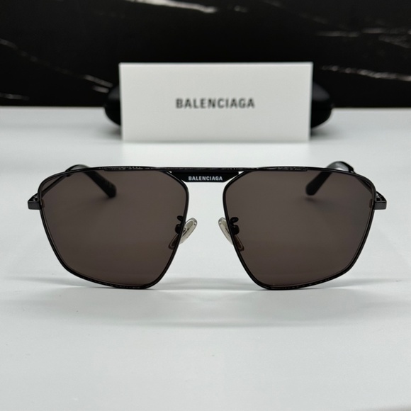 NEW BB0246SA 001 BALENCIAGA BLACK METAL UNISEX BALENCIAGA SUNGLASSES - Picture 7 of 12
